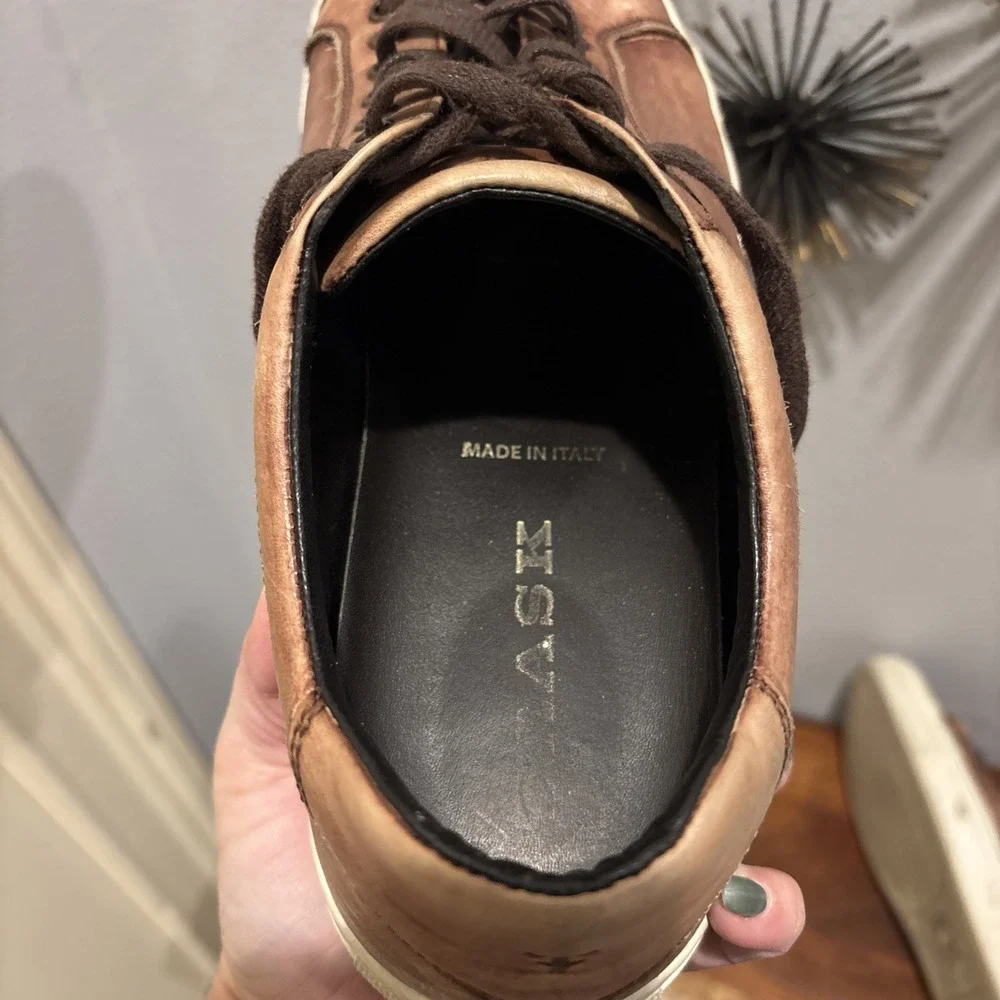 H.S.‎ Trask Brown Lace Up Distressed Leather Shoes Men's Size 10.5 Made in Italy